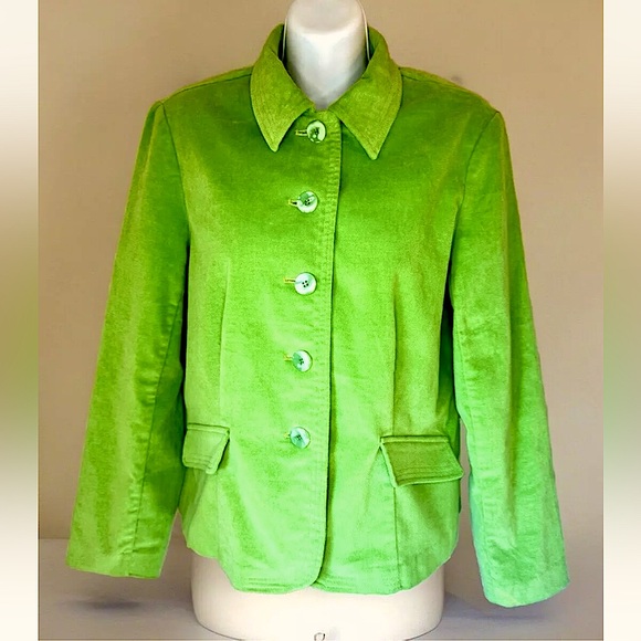 🍀REQUIREMENTS🍀 SOFT SHORT FITTED 5-BUTTON STRETCH SHOULDER PAD BLAZER JACKET EUC - Picture 4 of 12